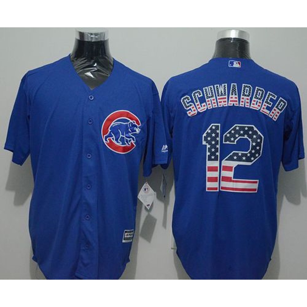 Cubs #12 Kyle Schwarber Blue USA Flag Fashion Stitched MLB Jersey Cubs #12 Kyle Schwarber Blue USA Flag Fashion Stitched MLB Jersey