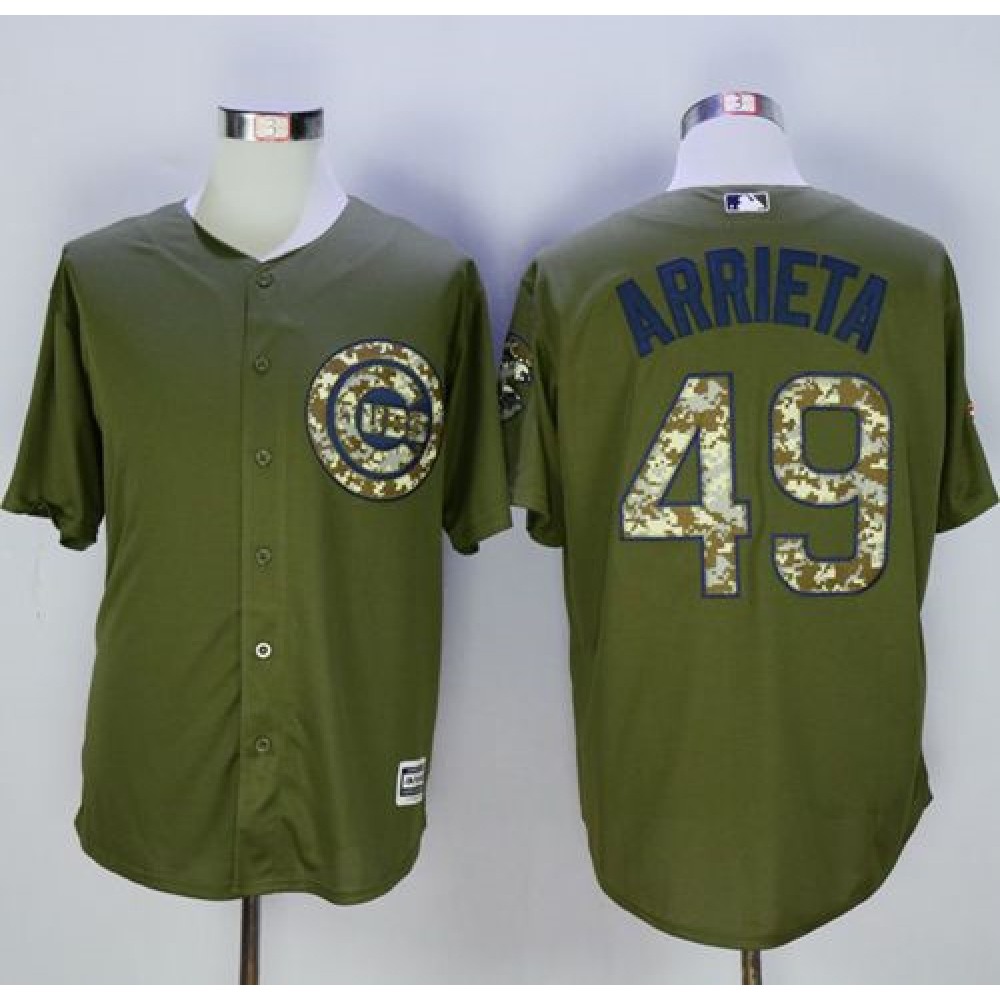 Cubs #49 Jake Arrieta Green Camo New Cool Base Stitched MLB Jersey