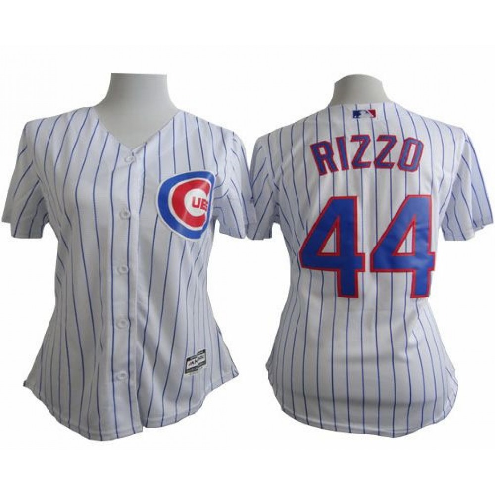 Cubs #44 Anthony Rizzo White(Blue Strip) Women's Fashion Stitched MLB Jersey Cubs #44 Anthony Rizzo White(Blue Strip) Women's Fashion Stitched MLB Jersey