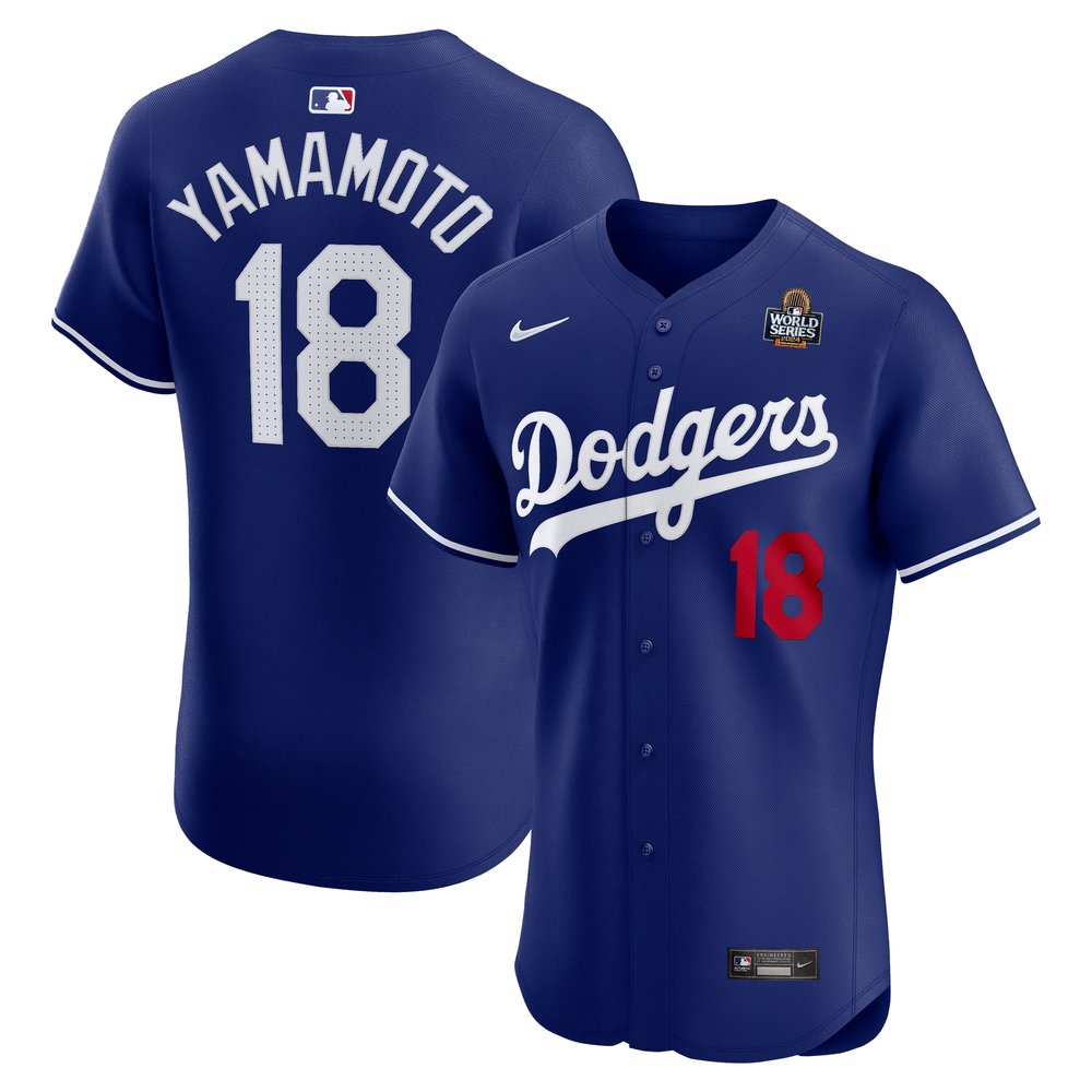 Men's Los Angeles Dodgers Yoshinobu Yamamoto Nike Royal 2024 World Series Alternate Elite Player Jersey Men's Los Angeles Dodgers Yoshinobu Yamamoto Nike Royal 2024 World Series Alternate Elite Player Jersey