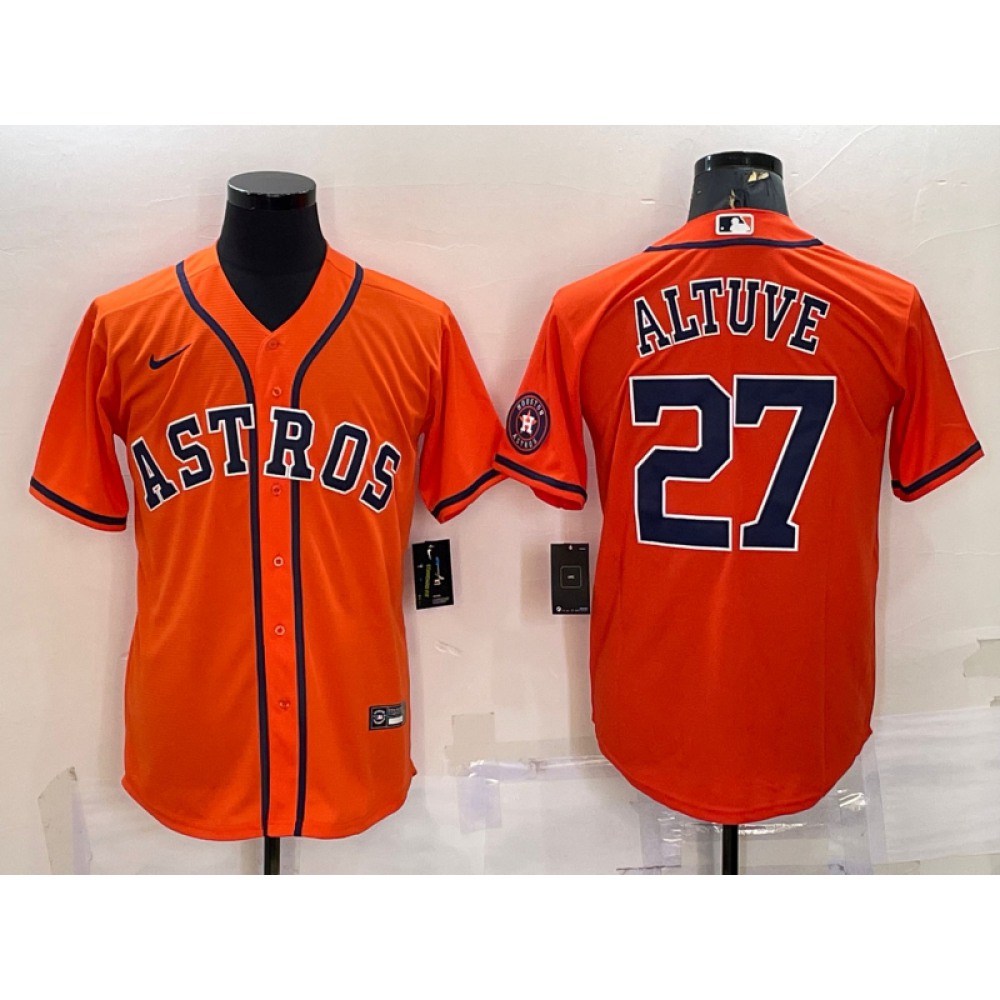 Men's Houston Astros #27 Jose Altuve Orange With Patch Cool Base Stitched Jersey Men's Houston Astros #27 Jose Altuve Orange With Patch Cool Base Stitched Jersey
