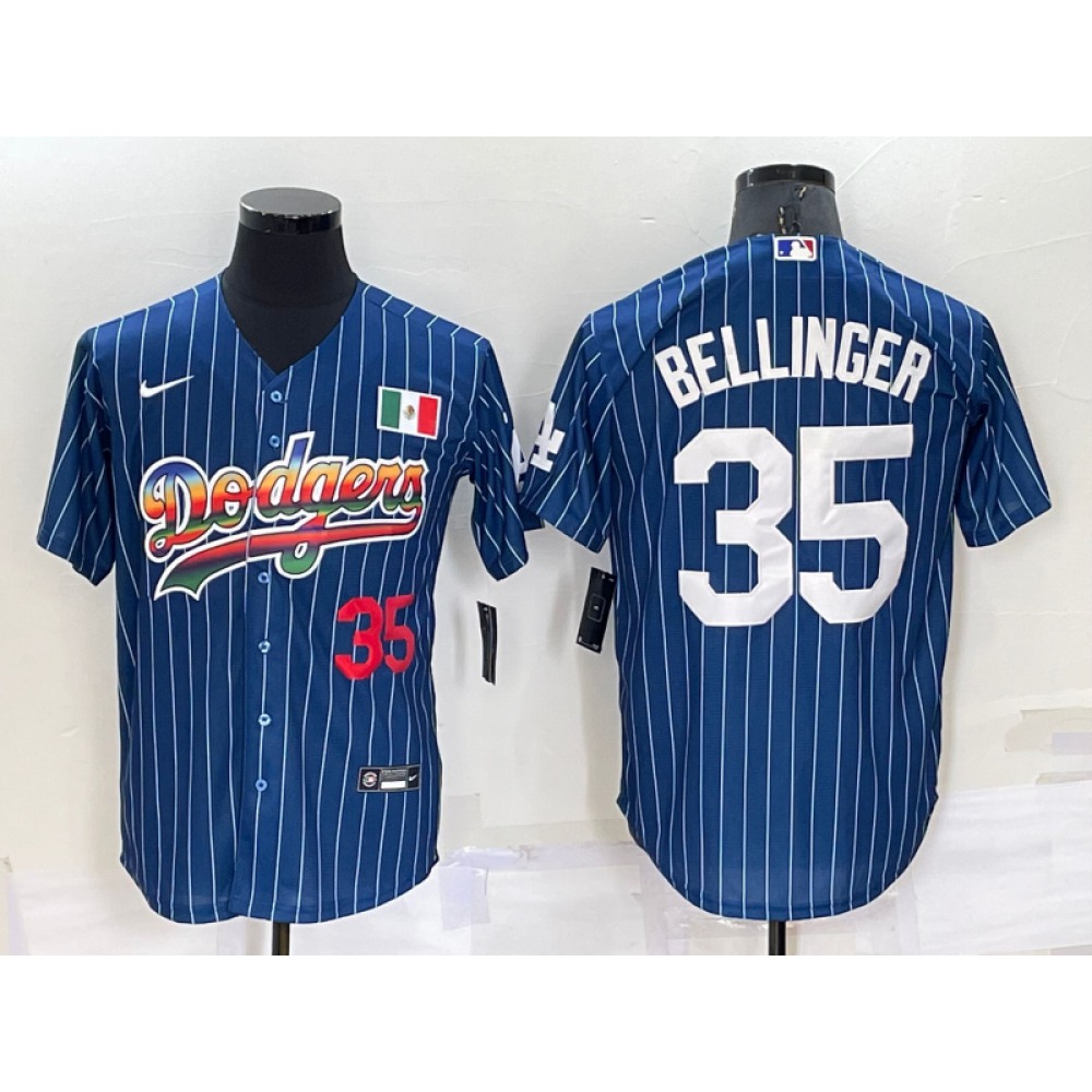 Men's Los Angeles Dodgers #35 Cody Bellinger Navy Mexico Rainbow Cool Base Stitched Baseball Jersey Men's Los Angeles Dodgers #35 Cody Bellinger Navy Mexico Rainbow Cool Base Stitched Baseball Jersey