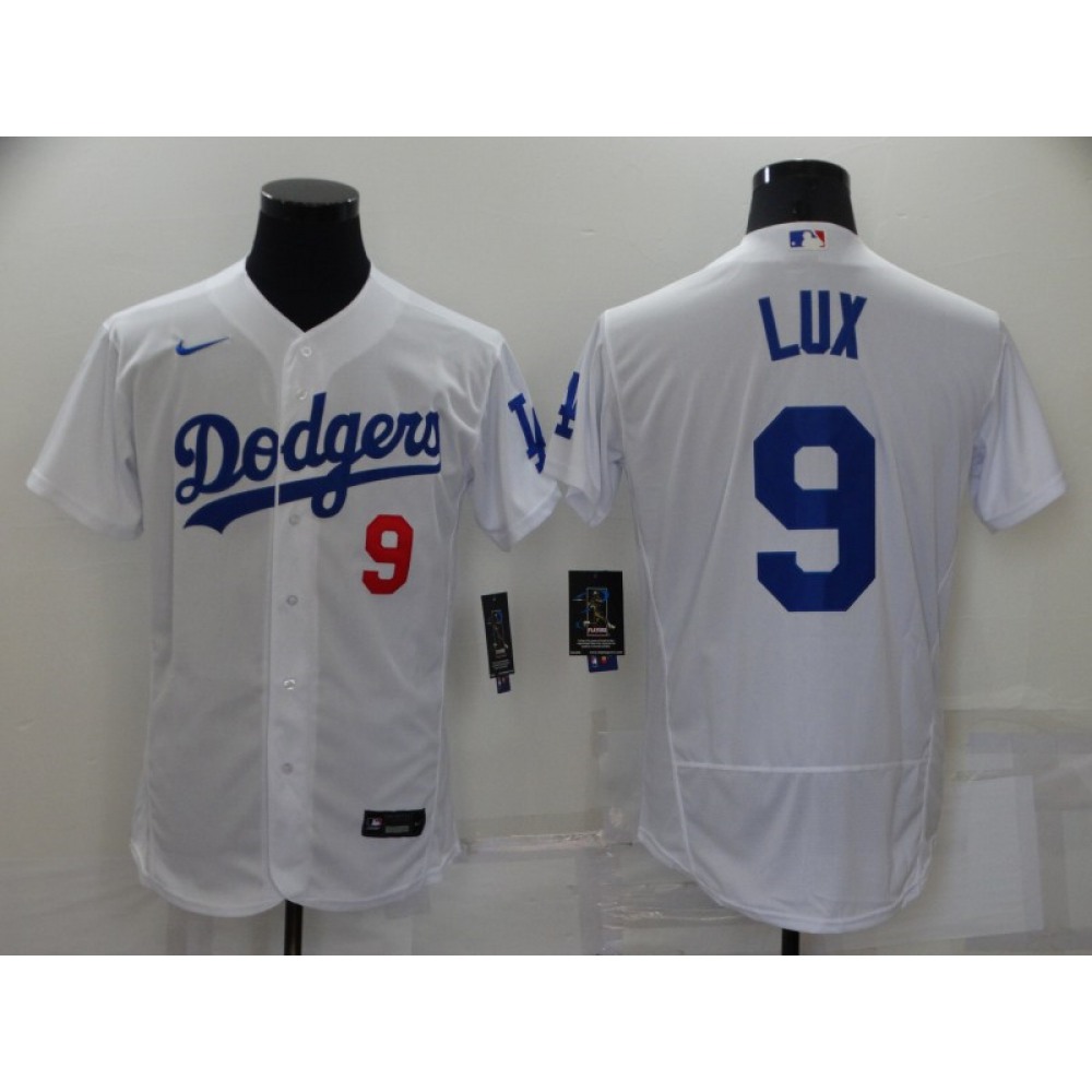 Men's Los Angeles Dodgers #9 Gavin Lux White Flex Base Stitched Jersey Men's Los Angeles Dodgers #9 Gavin Lux White Flex Base Stitched Jersey