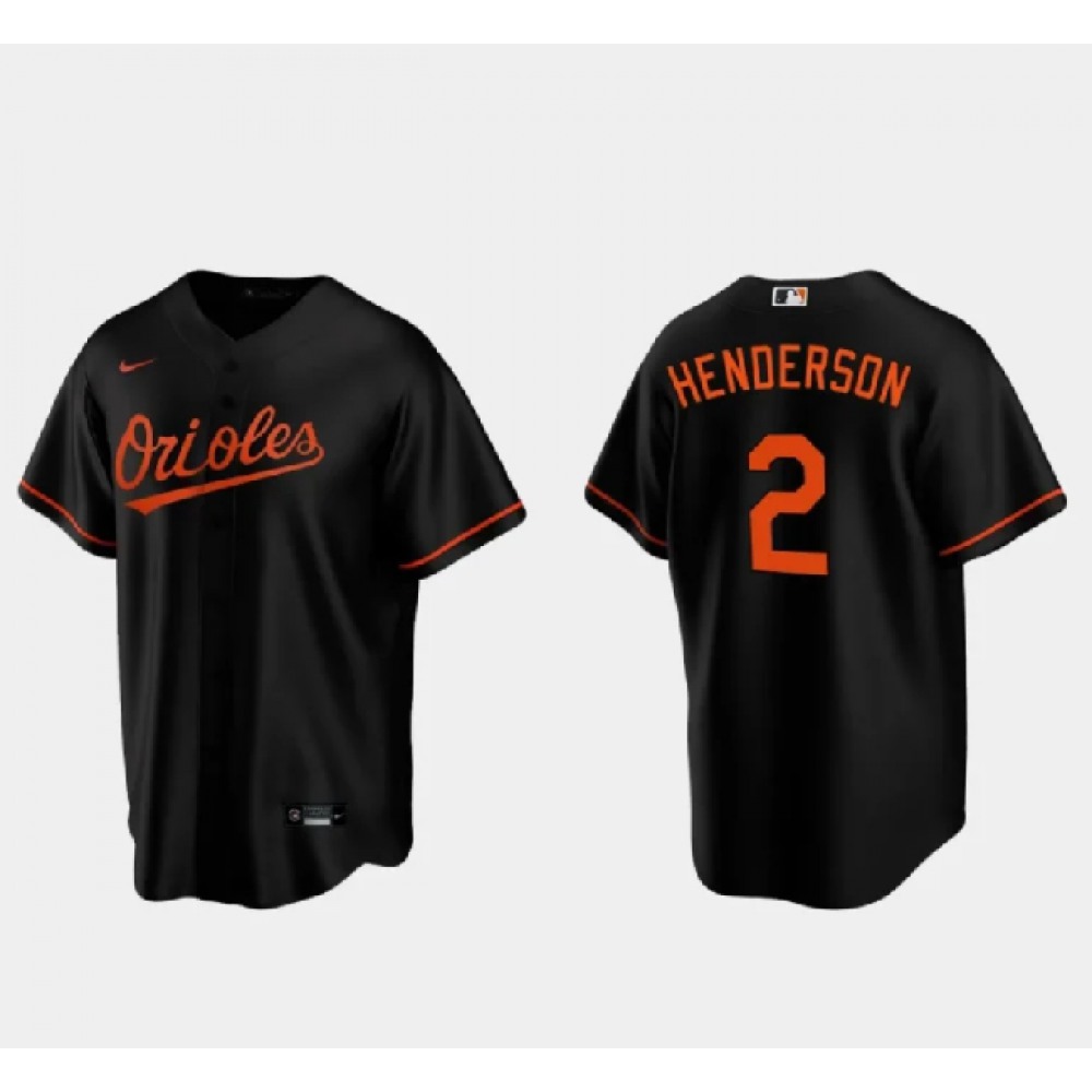 Men's Baltimore Orioles #2 Gunnar Henderson Black Cool Base Stitched Jersey