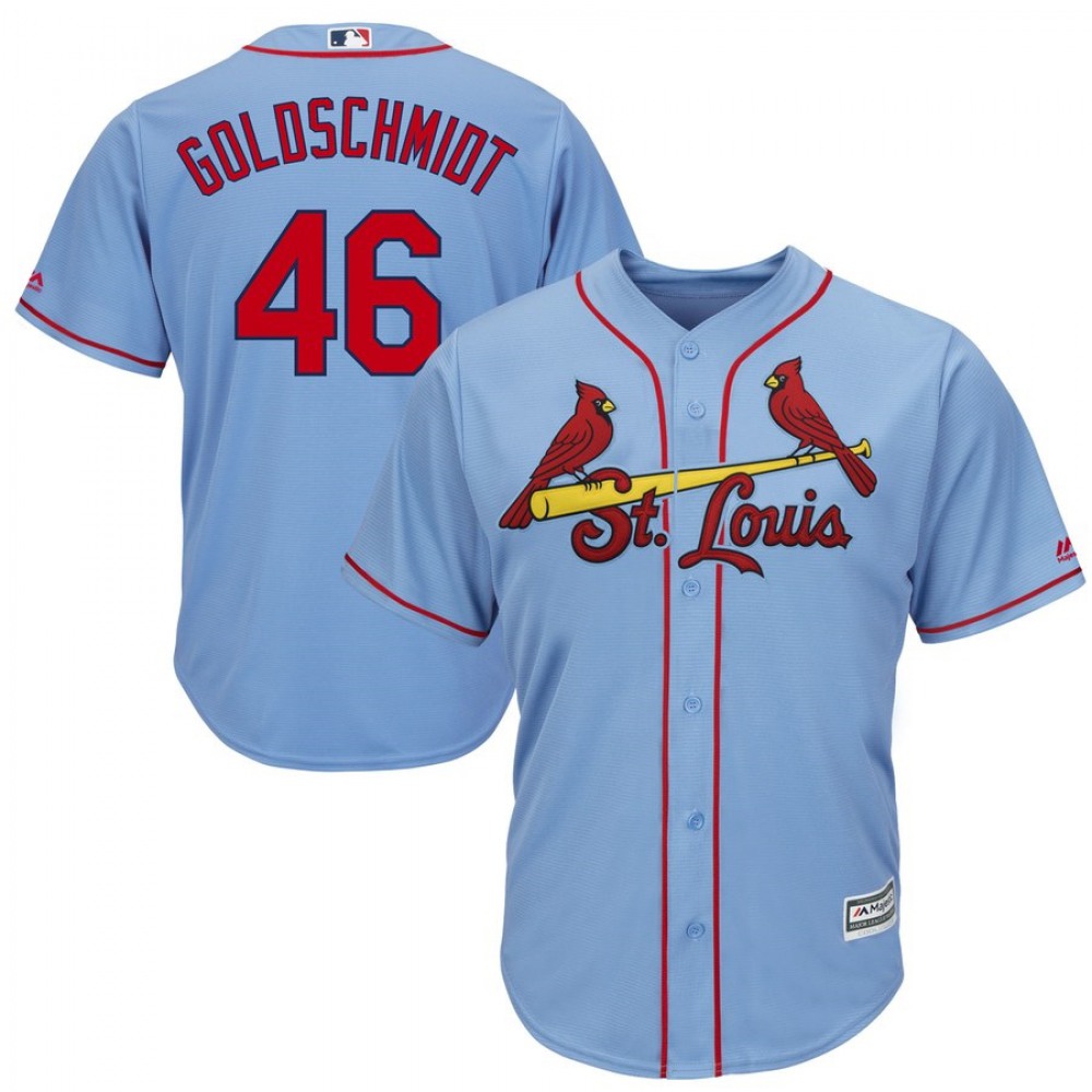 Men's St. Louis Cardinals #46 Paul Goldschmidt Majestic Light Blue Cool Base Stitched MLB Jersey Men's St. Louis Cardinals #46 Paul Goldschmidt Majestic Light Blue Cool Base Stitched MLB Jersey