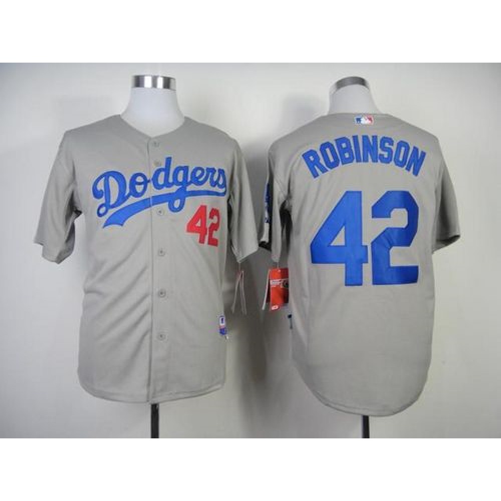 Dodgers #42 Jackie Robinson Grey Cool Base Stitched MLB Jersey Dodgers #42 Jackie Robinson Grey Cool Base Stitched MLB Jersey