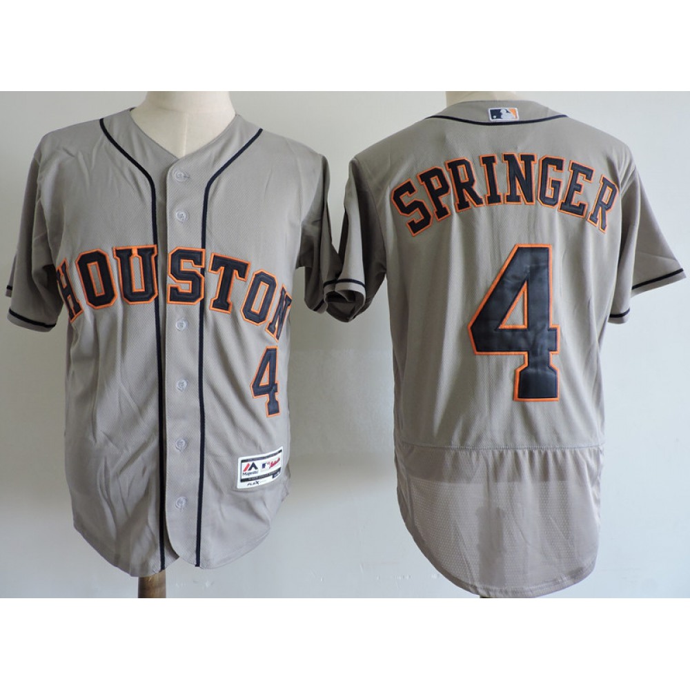 Men's Houston Astros #4 George Springer Gray Elite Stitched MLB Jersey Men's Houston Astros #4 George Springer Gray Elite Stitched MLB Jersey