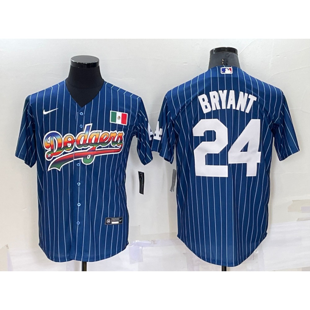 Men's Los Angeles Dodgers #24 Kobe Bryant Navy Mexico Rainbow Cool Base Stitched Baseball Jersey Men's Los Angeles Dodgers #24 Kobe Bryant Navy Mexico Rainbow Cool Base Stitched Baseball Jersey