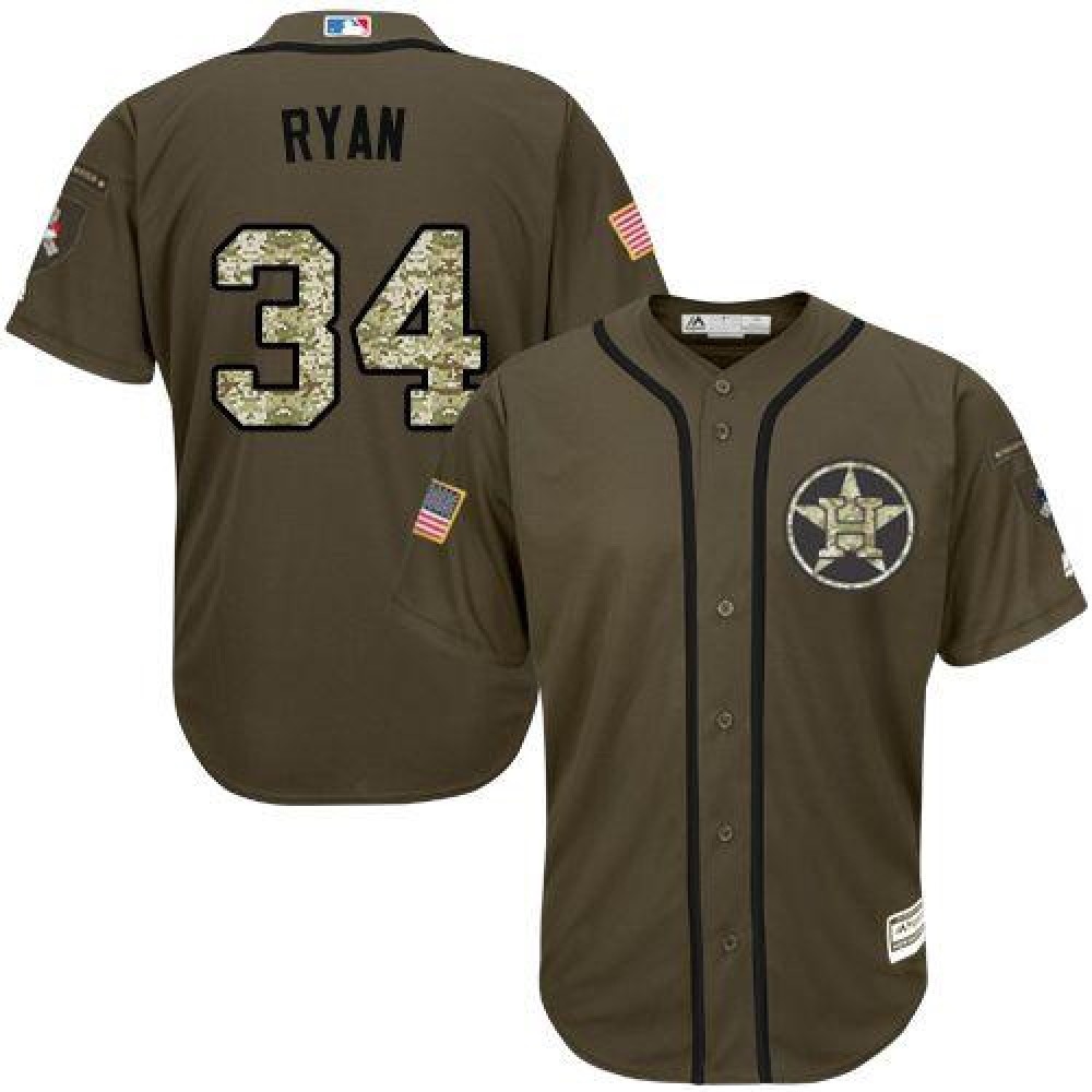 Astros #34 Nolan Ryan Green Salute to Service Stitched MLB Jersey Astros #34 Nolan Ryan Green Salute to Service Stitched MLB Jersey