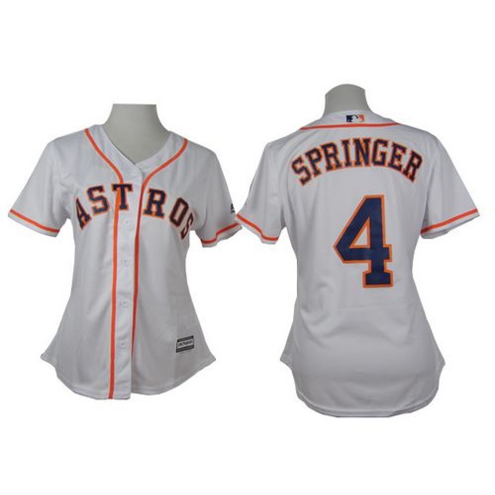 Astros #4 George Springer White Home Women's Stitched MLB Jersey Astros #4 George Springer White Home Women's Stitched MLB Jersey