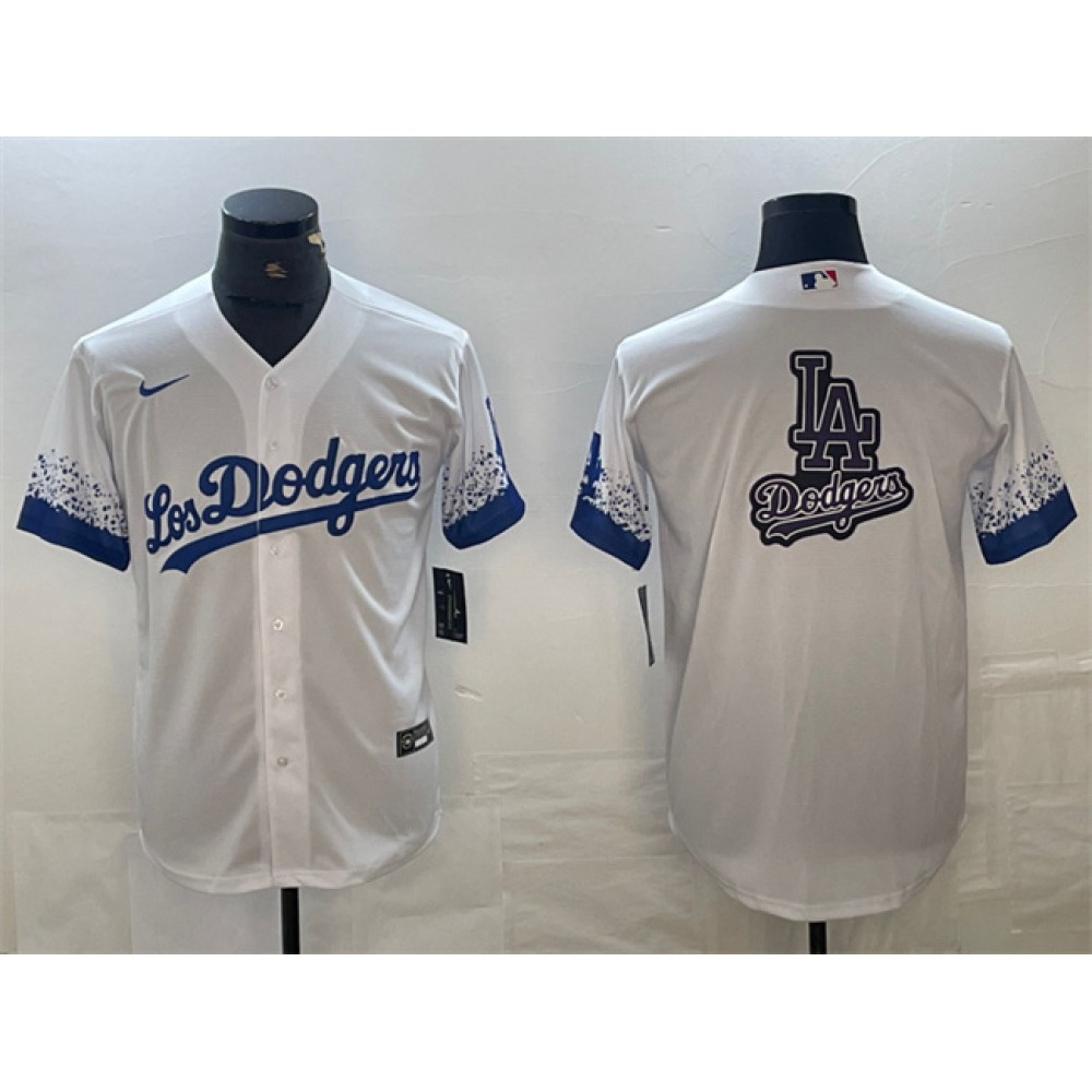 Men's Los Angeles Dodgers White Team Big Logo City Connect Cool Base Stitched Baseball Jersey Men's Los Angeles Dodgers White Team Big Logo City Connect Cool Base Stitched Baseball Jersey