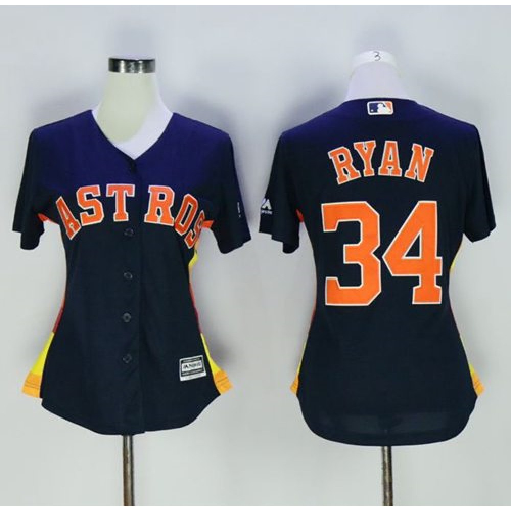Astros #34 Nolan Ryan Navy Blue Women's Alternate Stitched MLB Jersey Astros #34 Nolan Ryan Navy Blue Women's Alternate Stitched MLB Jersey
