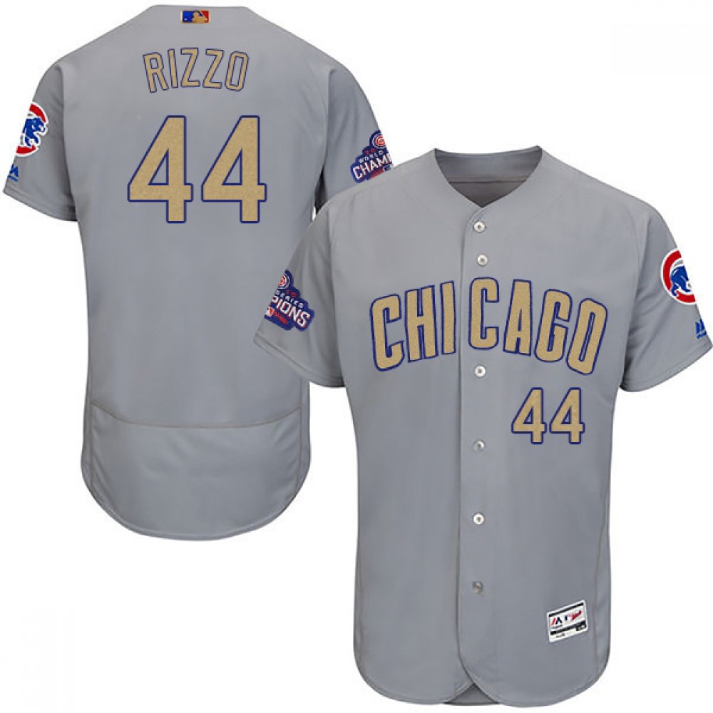 Men's Chicago Cubs #44 Anthony Rizzo World Series Champions Grey Program Flexbase Stitched MLB Jersey Men's Chicago Cubs #44 Anthony Rizzo World Series Champions Grey Program Flexbase Stitched MLB Jersey
