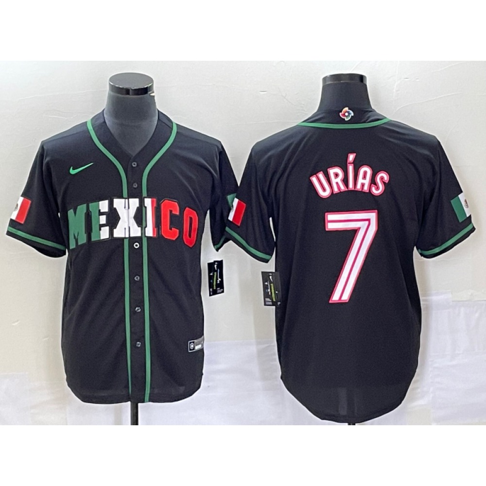 Men's Mexico Baseball #7 Julio Urias 2023 Black World Baseball With Patch Classic Stitched Jersey Men's Mexico Baseball #7 Julio Urias 2023 Black World Baseball With Patch Classic Stitched Jersey