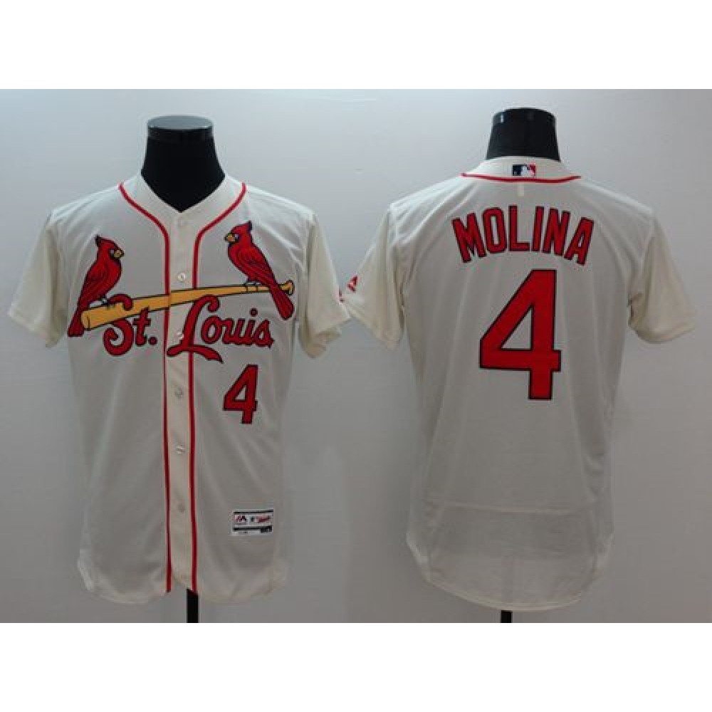 Cardinals #4 Yadier Molina Cream Flexbase Authentic Collection Stitched MLB Jersey Cardinals #4 Yadier Molina Cream Flexbase Authentic Collection Stitched MLB Jersey
