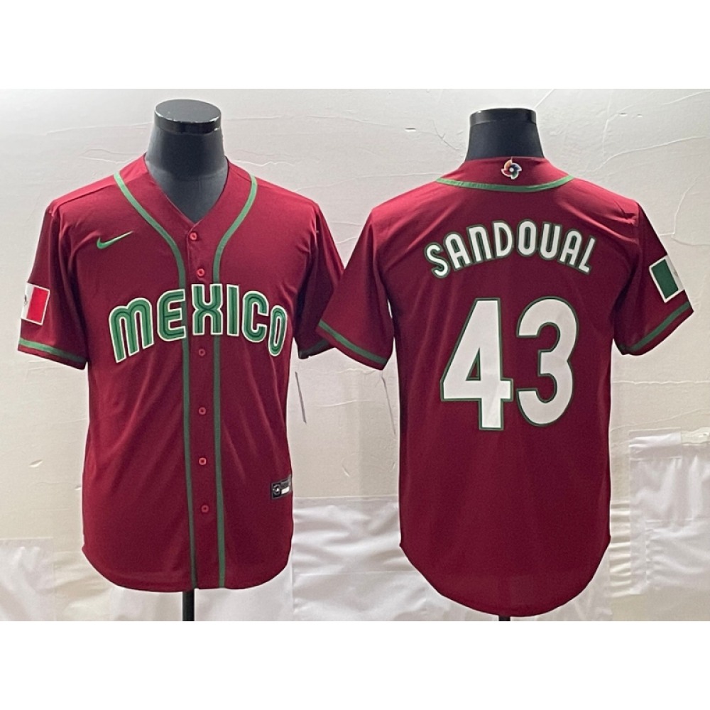 Men's Mexico Baseball #43 Patrick Sandoval 2023 Red World Baseball Classic Stitched Jersey Men's Mexico Baseball #43 Patrick Sandoval 2023 Red World Baseball Classic Stitched Jersey