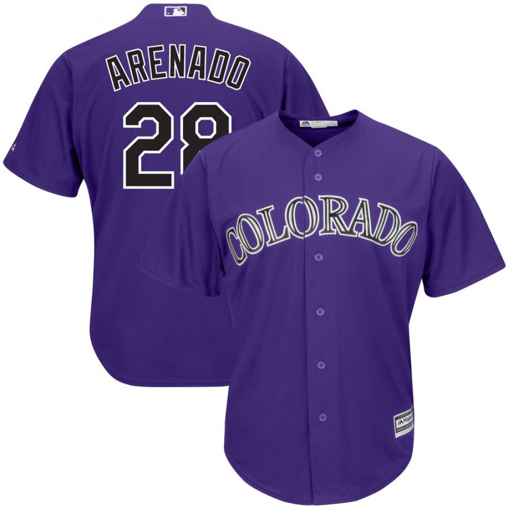 Men's Colorado Rockies #28 Nolan Arenado Purple Cool Base Stitched MLB Jersey Men's Colorado Rockies #28 Nolan Arenado Purple Cool Base Stitched MLB Jersey