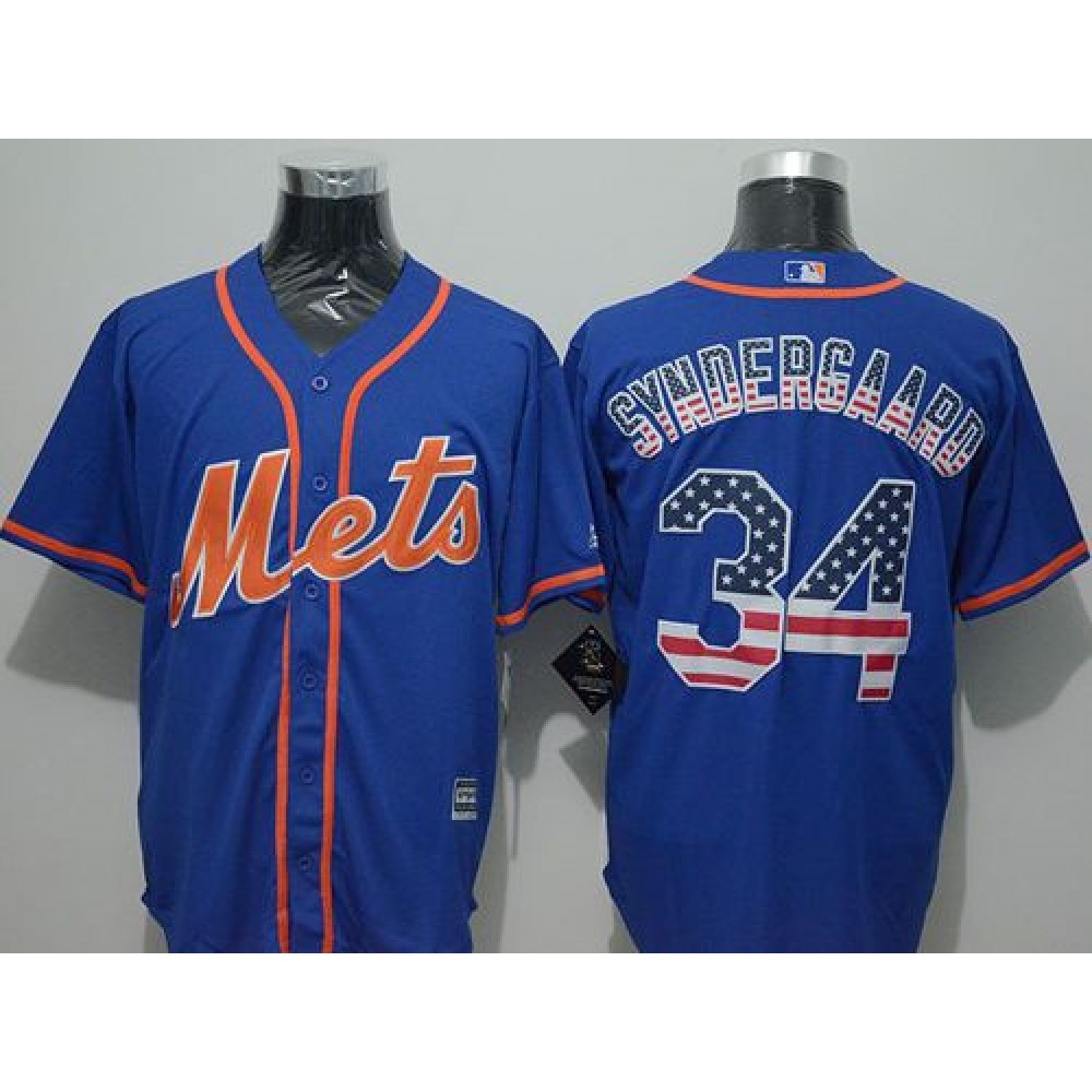 Mets #34 Noah Syndergaard Blue USA Flag Fashion Stitched MLB Jersey Mets #34 Noah Syndergaard Blue USA Flag Fashion Stitched MLB Jersey
