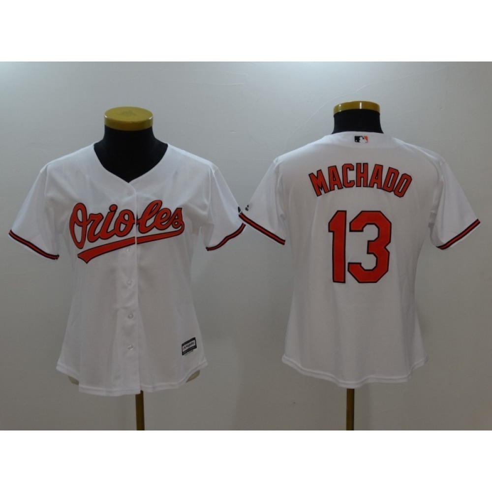 Women's Baltimore Orioles #13 Manny Machado White Cool Base Stitched Jersey Women's Baltimore Orioles #13 Manny Machado White Cool Base Stitched Jersey