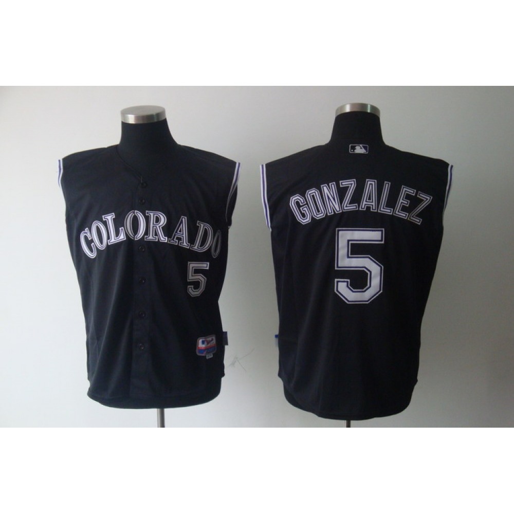 Rockies #5 Carlos Gonzalez Black Vest Style Stitched MLB Jersey Rockies #5 Carlos Gonzalez Black Vest Style Stitched MLB Jersey