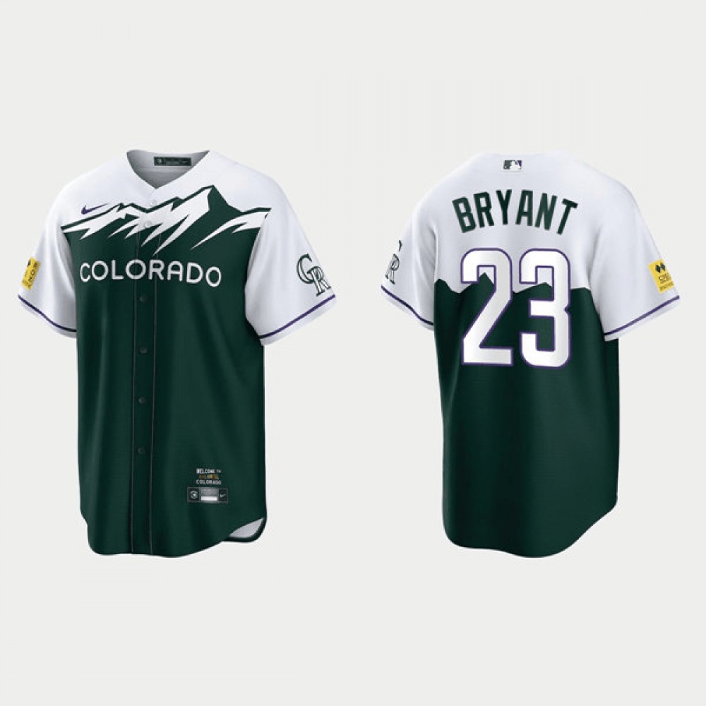Men's Colorado Rockies #23 Kris Bryant 2022 Green City Connect Stitched Baseball Jersey Men's Colorado Rockies #23 Kris Bryant 2022 Green City Connect Stitched Baseball Jersey