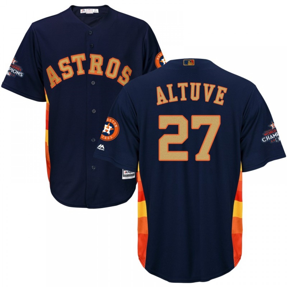 Youth Houston Astros #27 Jose Altuve Navy 2018 Gold Program Cool Base Stitched MLB Jersey Youth Houston Astros #27 Jose Altuve Navy 2018 Gold Program Cool Base Stitched MLB Jersey