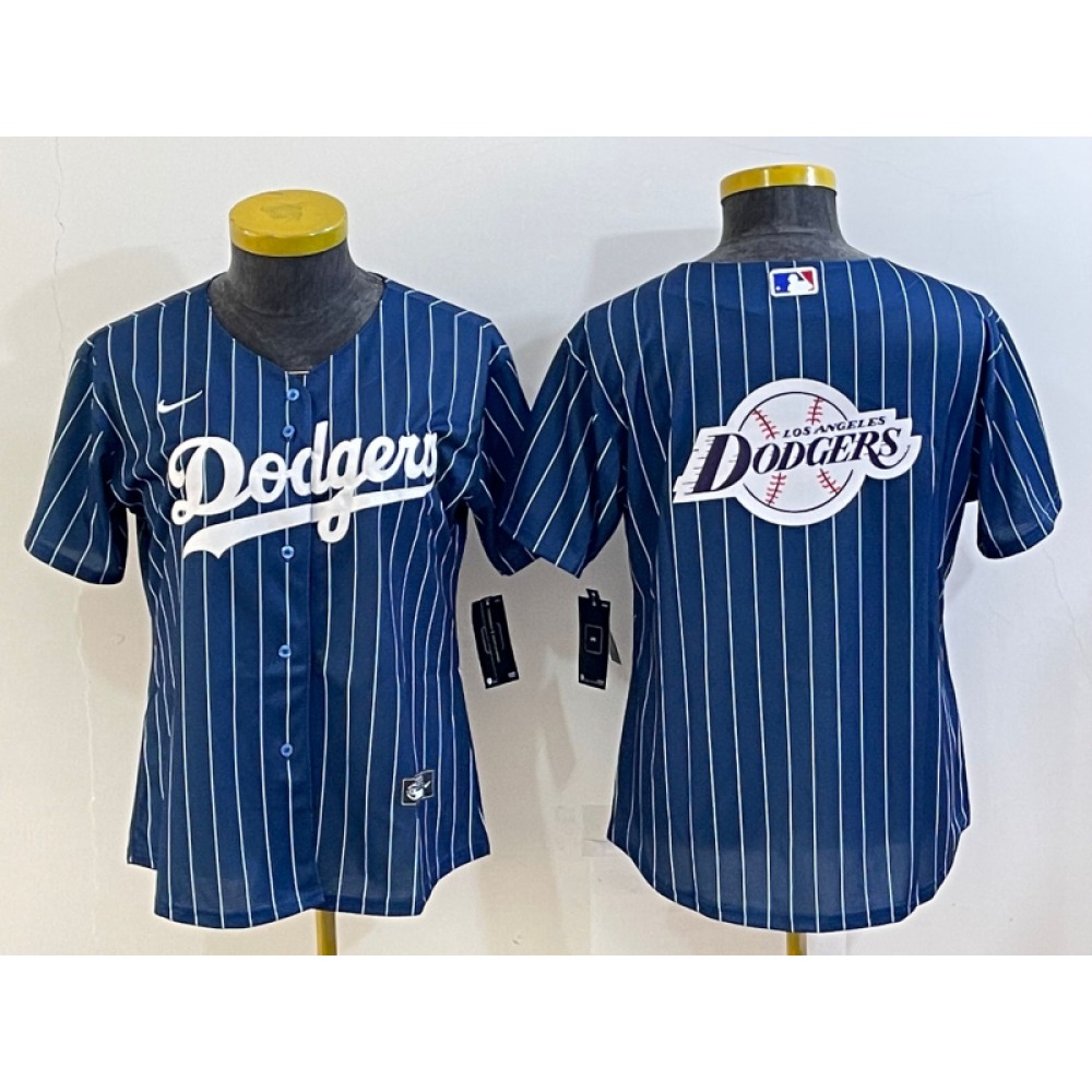 Women's Los Angeles Dodgers Navy Team Big Logo Stitched Jersey(Run Small) Women's Los Angeles Dodgers Navy Team Big Logo Stitched Jersey(Run Small)