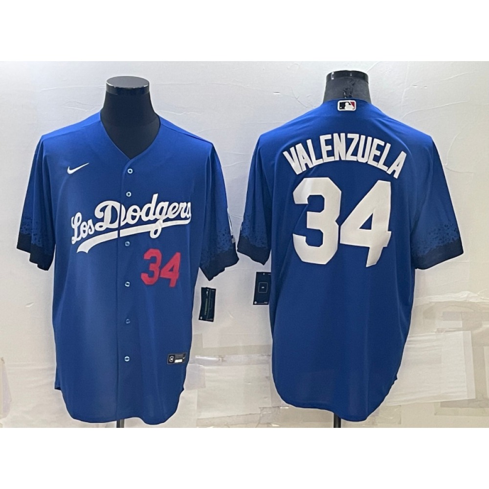 Men's Los Angeles Dodgers #34 Toro Valenzuela Royal City Connect Cool Base Stitched Baseball Jersey Men's Los Angeles Dodgers #34 Toro Valenzuela Royal City Connect Cool Base Stitched Baseball Jersey