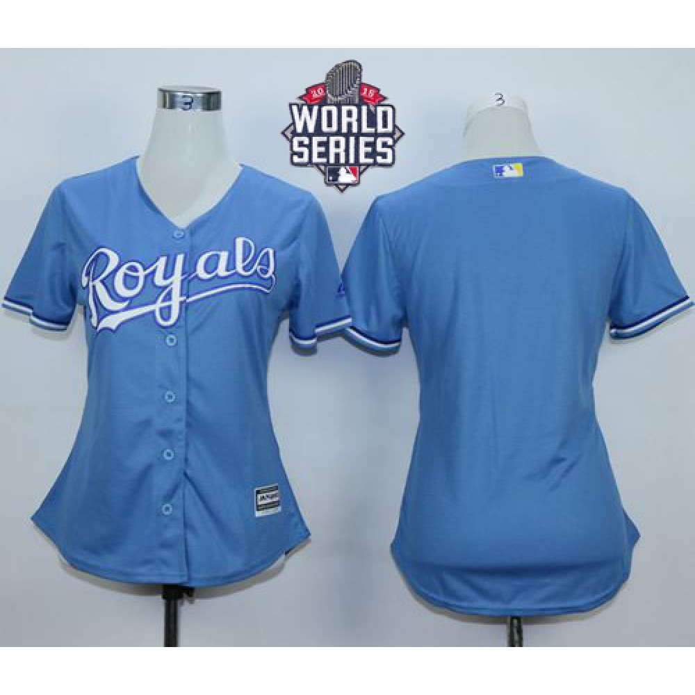 Royals Blank Light Blue Alternate 1 W/2015 World Series Patch Women's Stitched MLB Jersey Royals Blank Light Blue Alternate 1 W/2015 World Series Patch Women's Stitched MLB Jersey