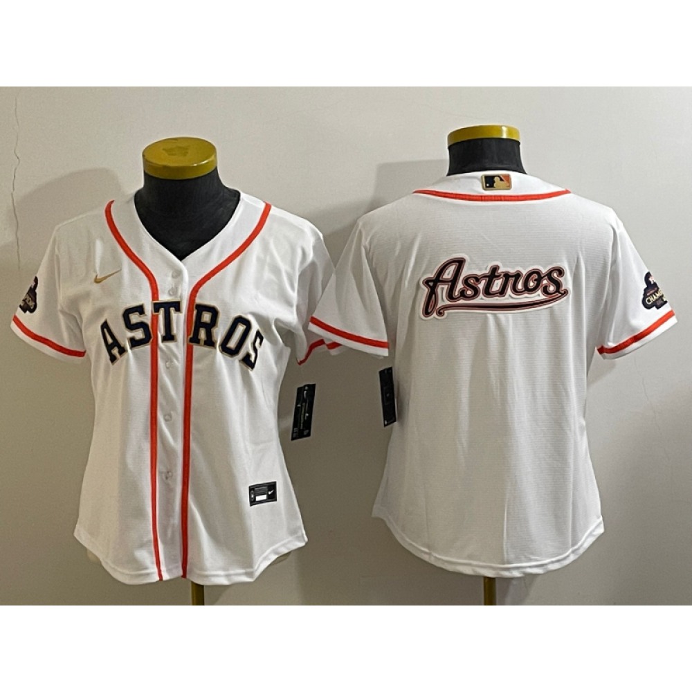 Youth Houston Astros White 2023 Gold Collection With World Serise Champions Patch Team Big Logo Stitched Baseball Jersey Youth Houston Astros White 2023 Gold Collection With World Serise Champions Patch Team Big Logo Stitched Baseball Jersey