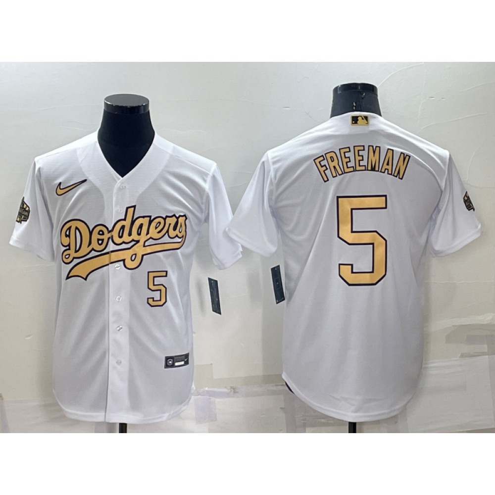 Men's Los Angeles Dodgers #5 Freddie Freeman 2022 All-Star White Cool Base Stitched Baseball Jersey Men's Los Angeles Dodgers #5 Freddie Freeman 2022 All-Star White Cool Base Stitched Baseball Jersey