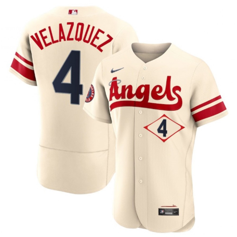 Men's Los Angeles Angels #4 Andrew Velazquez 2022 Cream City Connect Flex Base Stitched Jersey Men's Los Angeles Angels #4 Andrew Velazquez 2022 Cream City Connect Flex Base Stitched Jersey