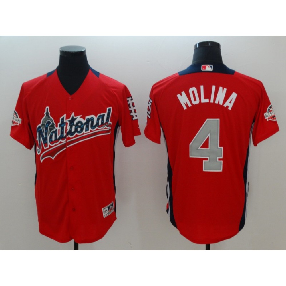 National League #4 Yadier Molina Red 2018 MLB All-Star Game Home Run Derby Jersey National League #4 Yadier Molina Red 2018 MLB All-Star Game Home Run Derby Jersey