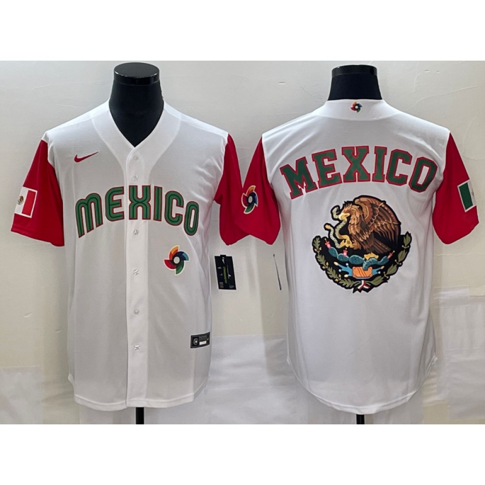 Men's Mexico Baseball 2023 White Team Big Logo World Baseball Classic Stitched Jersey Men's Mexico Baseball 2023 White Team Big Logo World Baseball Classic Stitched Jersey