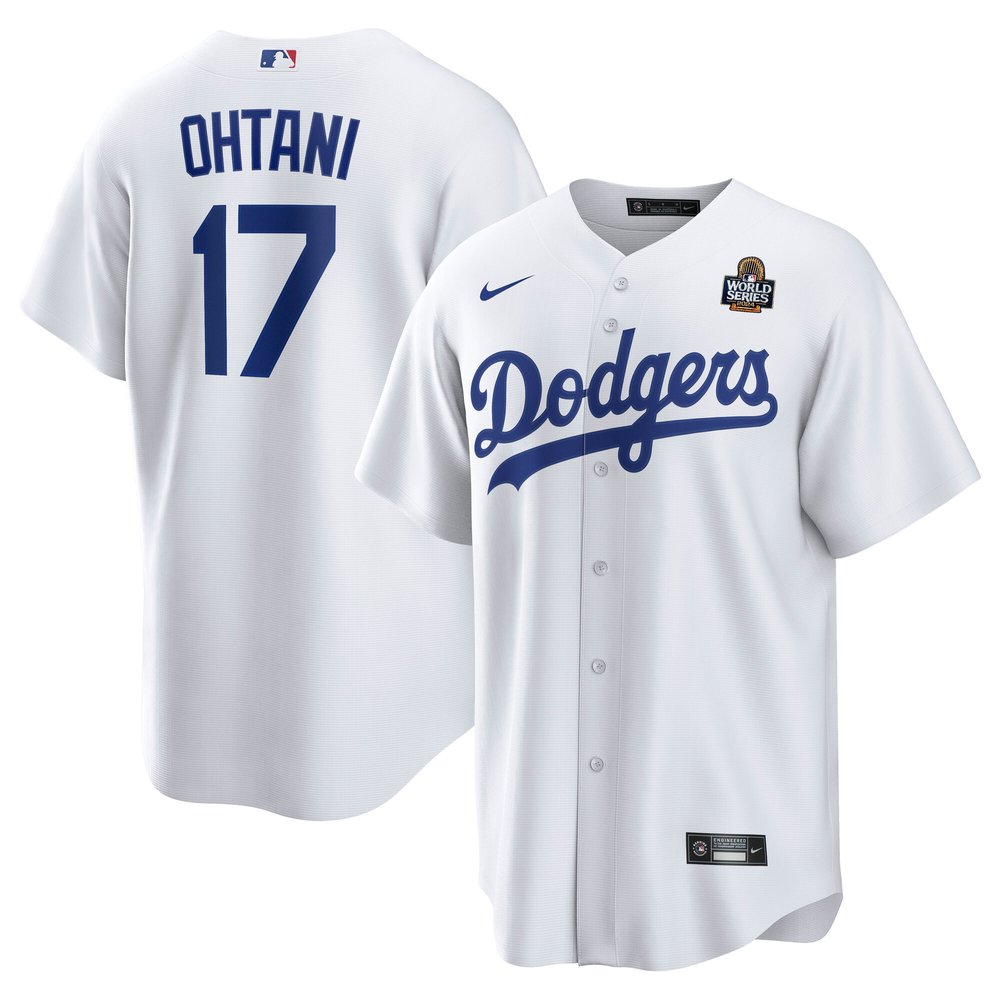 Men's Los Angeles Dodgers Shohei Ohtani Nike White 2024 World Series Home Replica Player Jersey Men's Los Angeles Dodgers Shohei Ohtani Nike White 2024 World Series Home Replica Player Jersey