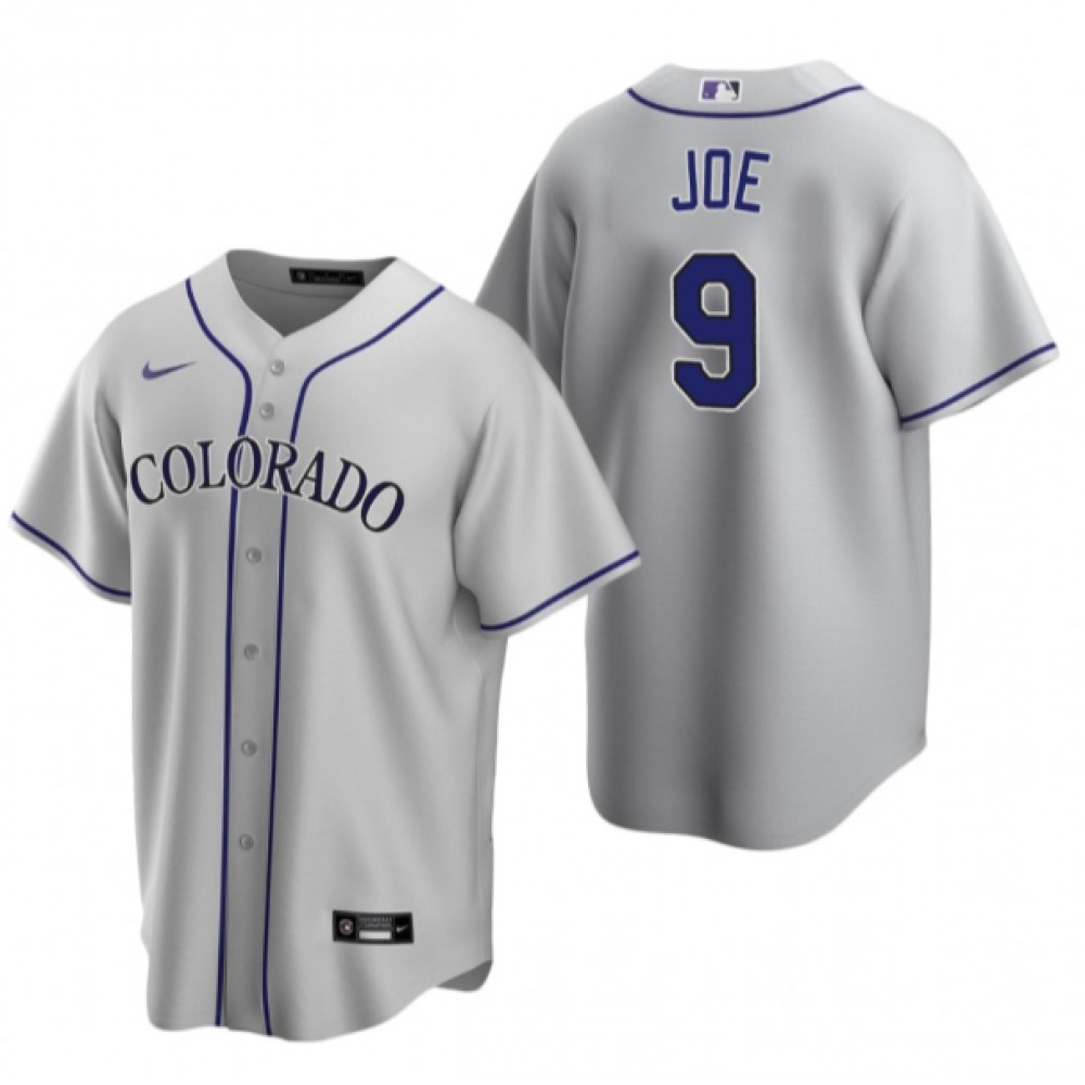 Men's Colorado Rockies #9 Connor Joe Grey Stitched Baseball Jersey Men's Colorado Rockies #9 Connor Joe Grey Stitched Baseball Jersey