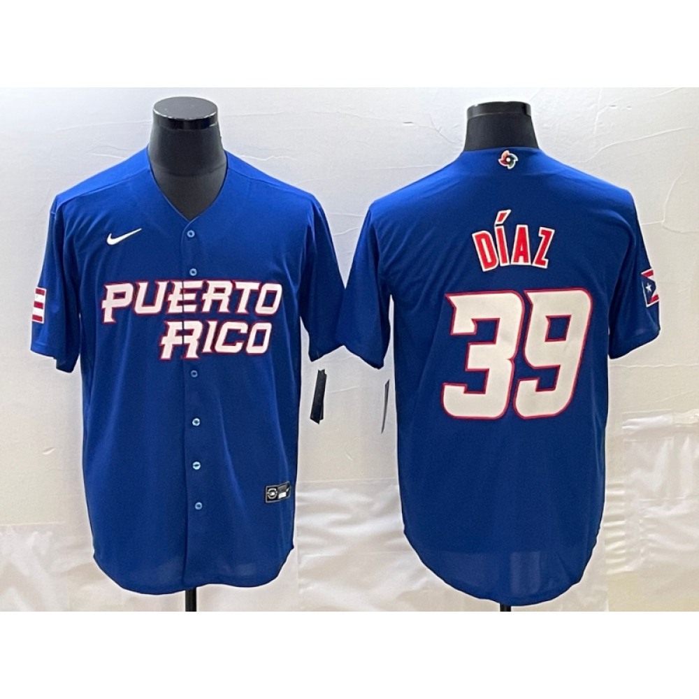 Men's Puerto Rico Baseball #39 Edwin Diaz 2023 Royal World Baseball Classic Stitched Jersey Men's Puerto Rico Baseball #39 Edwin Diaz 2023 Royal World Baseball Classic Stitched Jersey