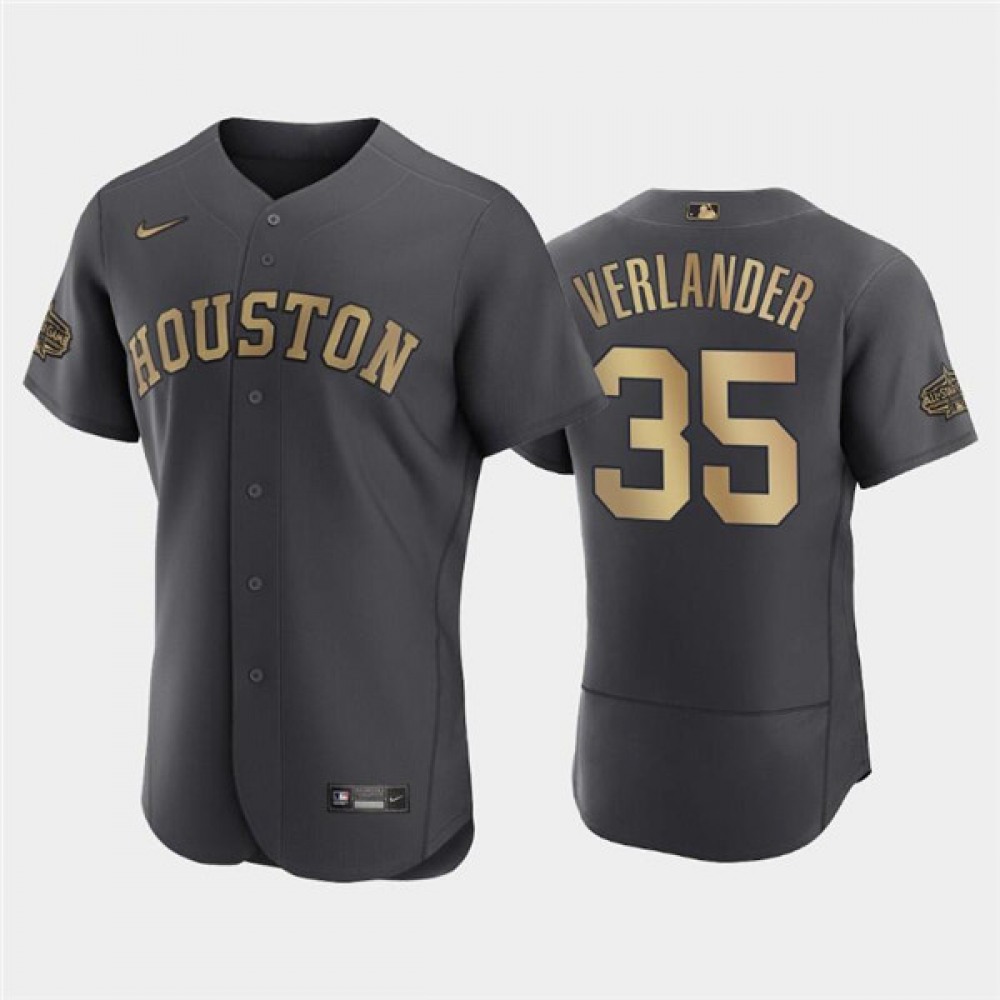 Men's Houston Astros #35 Justin Verlander 2022 All-Star Charcoal Flex Base Stitched Baseball Jersey Men's Houston Astros #35 Justin Verlander 2022 All-Star Charcoal Flex Base Stitched Baseball Jersey