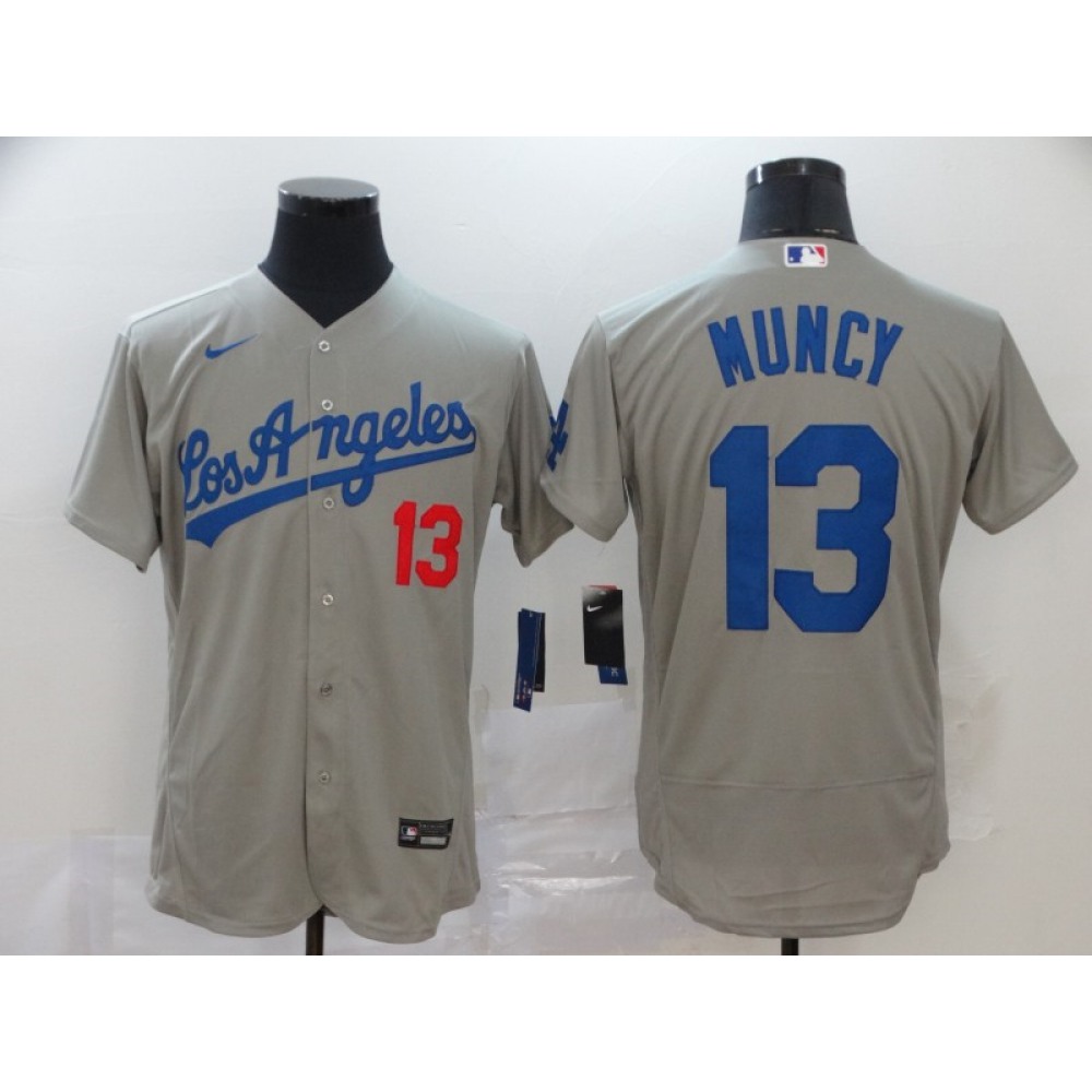 Men's Los Angeles Dodgers #13 Max Muncy Grey Flex Base Stitched MLB Jersey Men's Los Angeles Dodgers #13 Max Muncy Grey Flex Base Stitched MLB Jersey