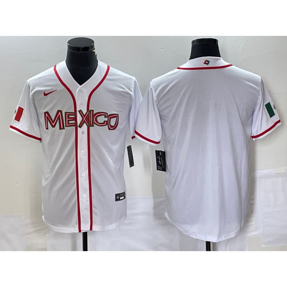 Men's Mexico Baseball Blank 2023 White World Baseball Classic Stitched Jersey Men's Mexico Baseball Blank 2023 White World Baseball Classic Stitched Jersey
