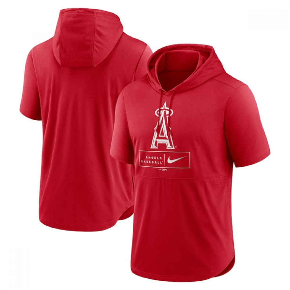Men's Los Angeles Angels Red Short Sleeve Pullover Hoodie Men's Los Angeles Angels Red Short Sleeve Pullover Hoodie