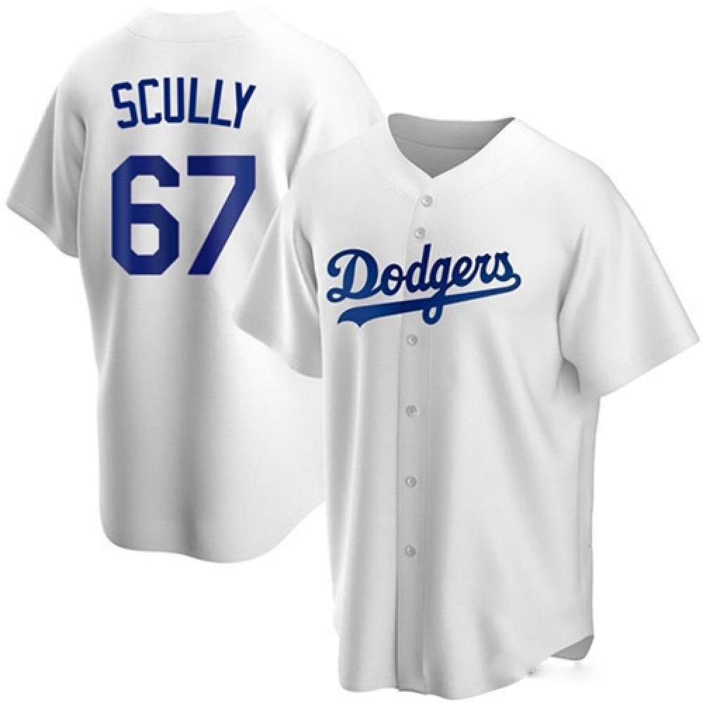 Men's Los Angeles Dodgers #67 Vin Scully White Cool Base Stitched Baseball Jersey Men's Los Angeles Dodgers #67 Vin Scully White Cool Base Stitched Baseball Jersey