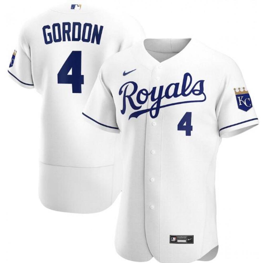 Men's Kansas City Royals #4 Alex Gordon White Flex Base Stitched Jersey Men's Kansas City Royals #4 Alex Gordon White Flex Base Stitched Jersey