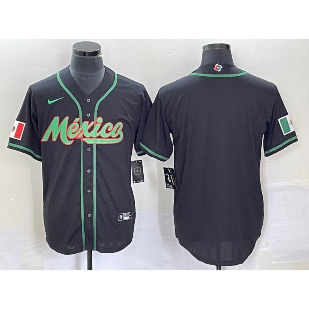 Men's Mexico Baseball Blank 2023 Black World Baseball Classic Stitched Jersey Men's Mexico Baseball Blank 2023 Black World Baseball Classic Stitched Jersey