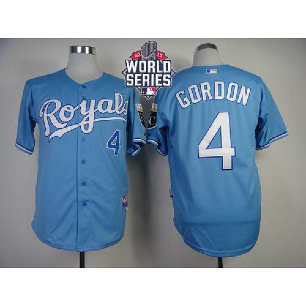 Royals #4 Alex Gordon Light Blue Cool Base W/2015 World Series Patch Stitched MLB Jersey Royals #4 Alex Gordon Light Blue Cool Base W/2015 World Series Patch Stitched MLB Jersey