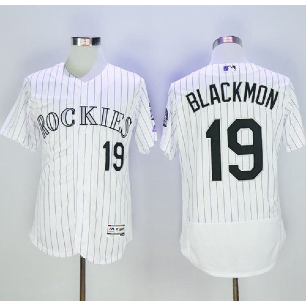 Rockies #19 Charlie Blackmon White Strip Flexbase Authentic Collection Stitched MLB Jersey Rockies #19 Charlie Blackmon White Strip Flexbase Authentic Collection Stitched MLB Jersey