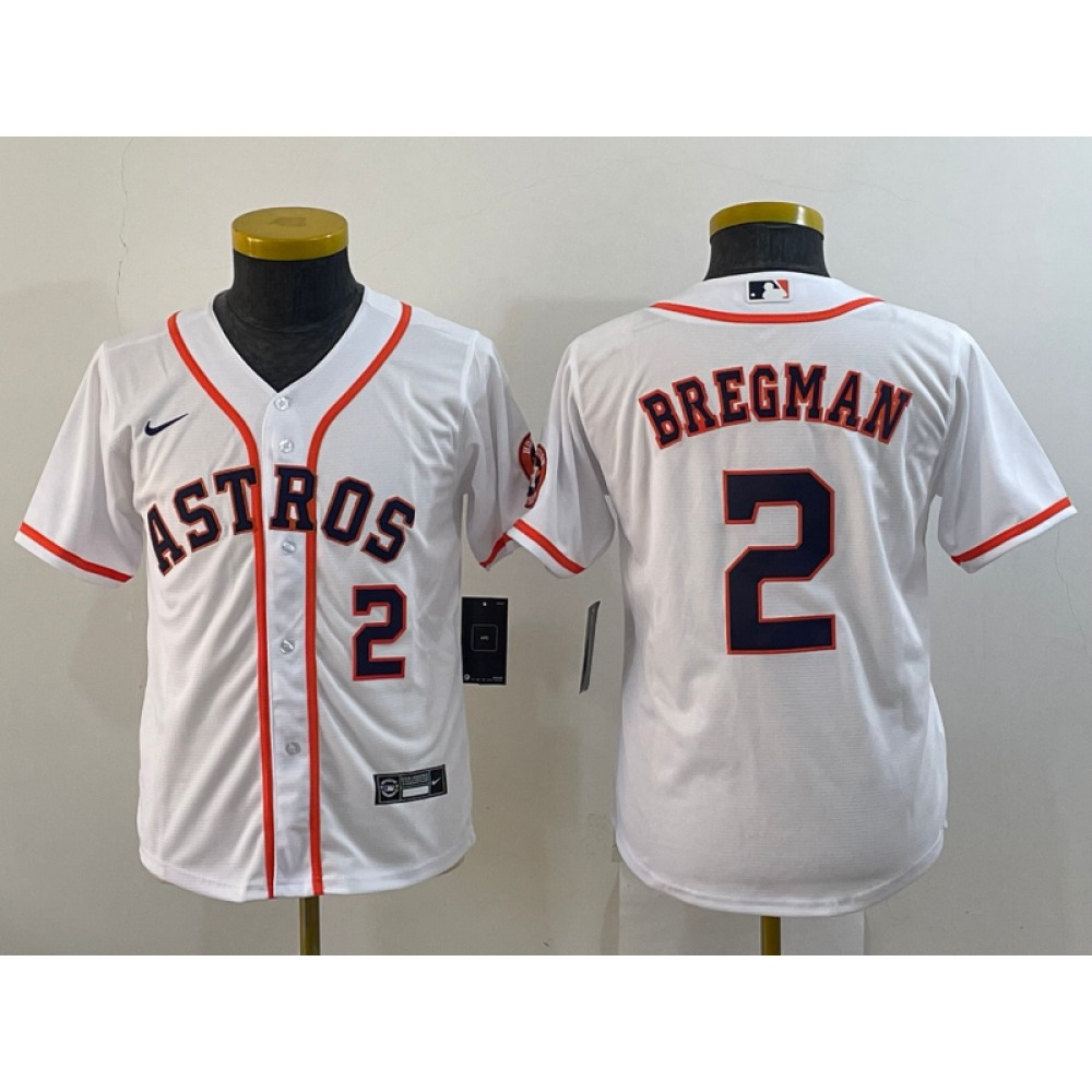 Youth Houston Astros #2 Alex Bregman White With Patch Cool Base Stitched Jersey Youth Houston Astros #2 Alex Bregman White With Patch Cool Base Stitched Jersey