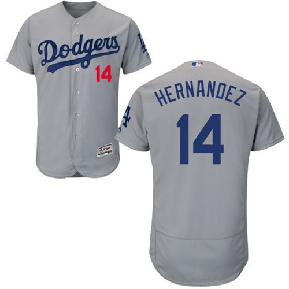 Dodgers #14 Enrique Hernandez Grey Flexbase Authentic Collection Stitched MLB Jersey Dodgers #14 Enrique Hernandez Grey Flexbase Authentic Collection Stitched MLB Jersey