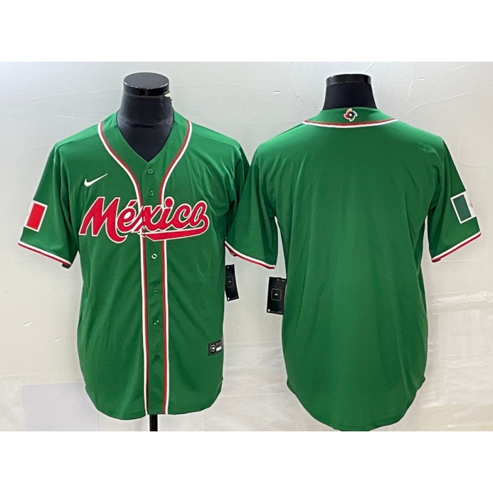 Men's Mexico Baseball Blank 2023 Green World Baseball Classic Stitched Jersey Men's Mexico Baseball Blank 2023 Green World Baseball Classic Stitched Jersey