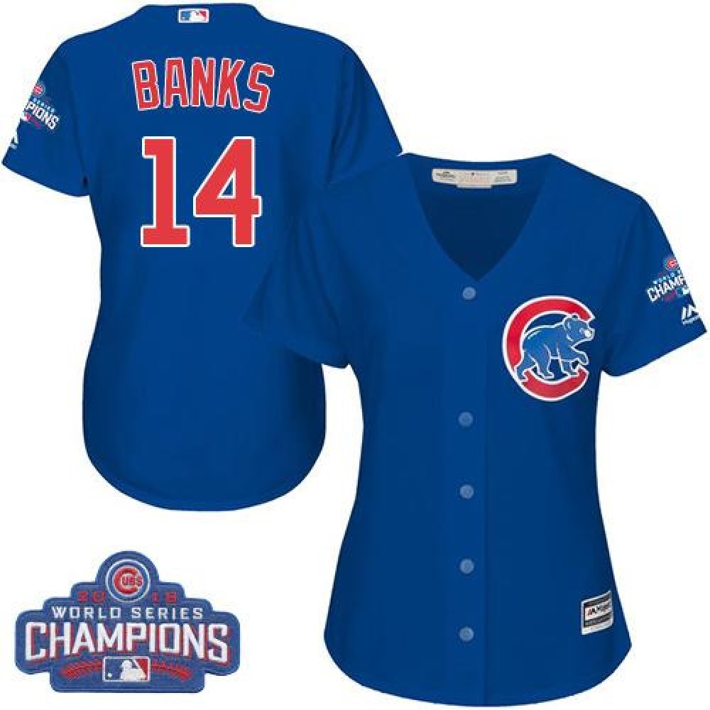 Cubs #14 Ernie Banks Blue Alternate 2016 World Series Champions Women's Stitched MLB Jersey Cubs #14 Ernie Banks Blue Alternate 2016 World Series Champions Women's Stitched MLB Jersey